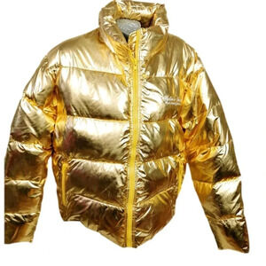 Robins Jeans Mens Gold Winter Jacket  Sz XXL Goose‎ Down